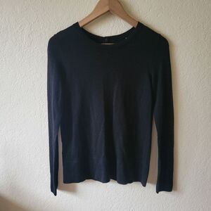 Ann Taylor | Black Merino Wool Blend Classic Back Button Sweater XS Quiet Luxury